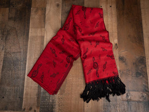 Classy all year ‘round with our elegant music themed pashminas. 70% pashmina fibers and 30% silk. 72 inches by 27 inches. Weight 0.50 lb. Color: Red